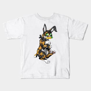 Bobtail BunnyCat: Tortoiseshell (Black) Kids T-Shirt